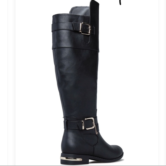 ~Black Knee Boots with Gold Detail - NEW- 9W ~ - Picture 4 of 4